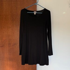 Black Long Sleeve Cotton Dress